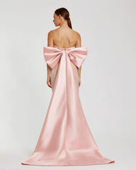 Pink Strapless Embellished Gown With Back Bow Detail
