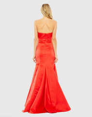 Red Strapless Bow Mermaid Gown