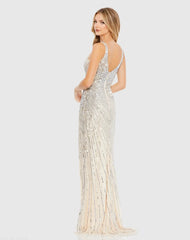 Silver Sequin A Line Gown