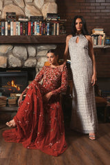 Silver Embellished Halter Neck Keyhole Gown