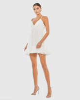 Ruffle V-Neck Criss-Cross Mini Dress