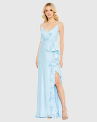 V-Neck Spaghetti Strap Satin Gown