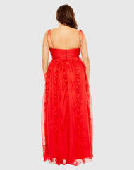 Red Keyhole Detail Chiffon Sleeveless Gown (Plus) - FINAL SALE