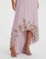 Purple One Shoulder Embellished Trapeze Gown