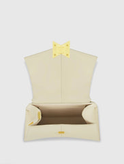 White Medium Angular Leather Handbag With Gold Hardware