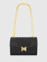 Black Quilted Napa Leather Handbag With Gold Chain - FINAL SALE