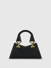 Black Angular Quilted Napa Leather Handbag