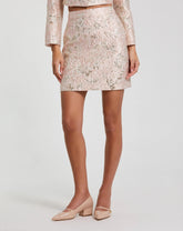 Pink Brocade Mini Skirt