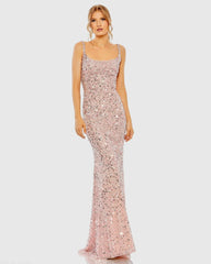 Sequined Low Back Slip Gown