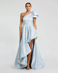 Satin One Shoulder Bow Gown
