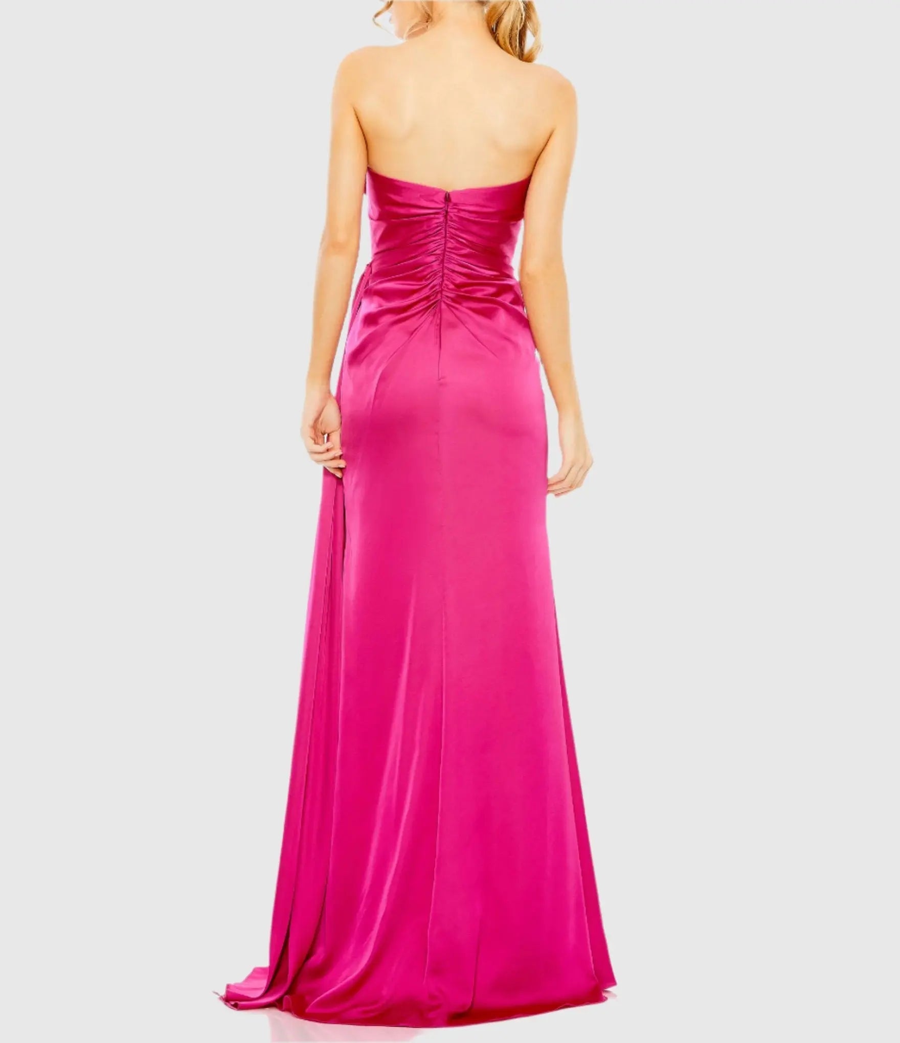 Pink Strapless Embellished Sweetheart Neckline Satin Gown