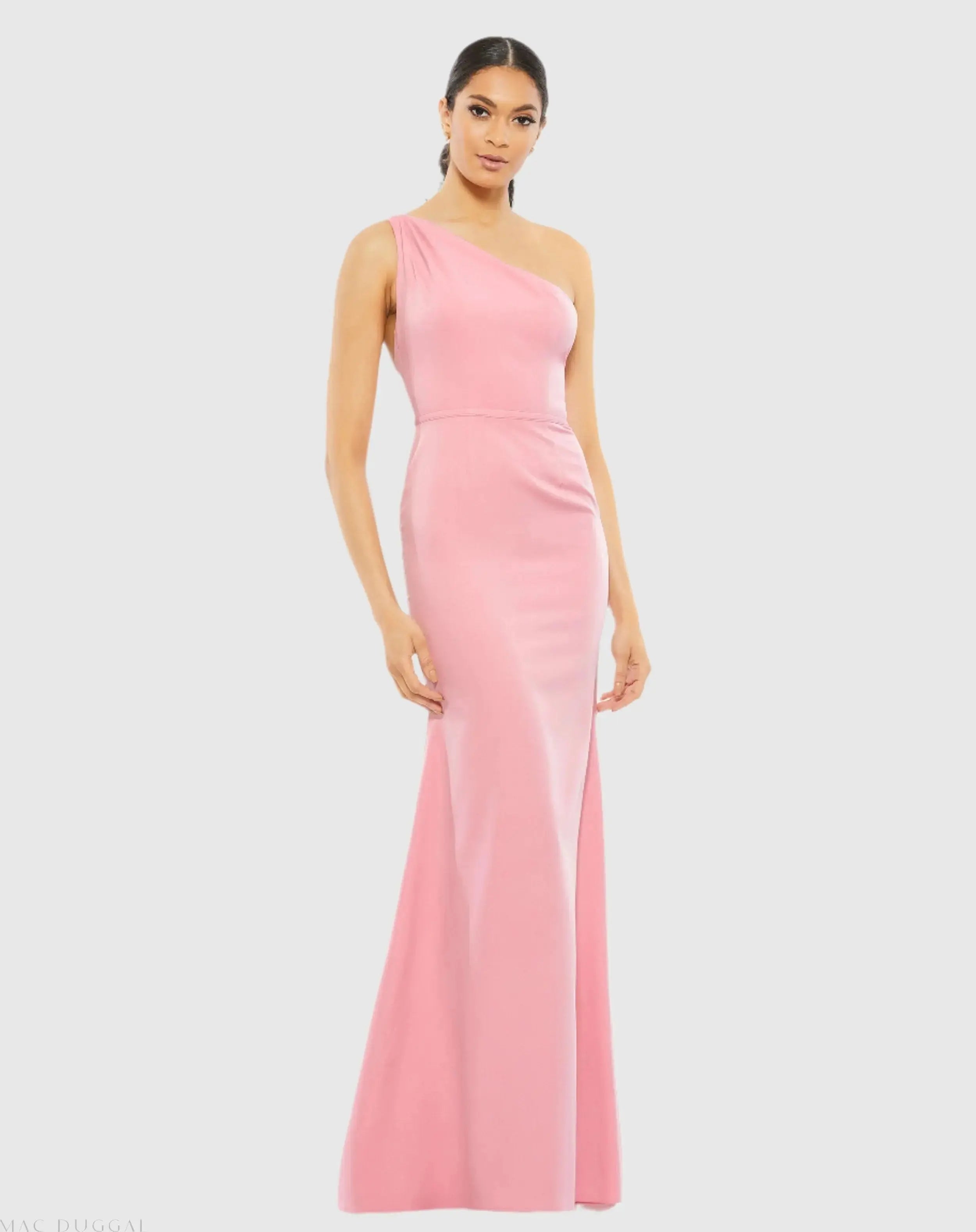 One Shoulder Jersey Mermaid Gown