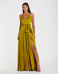Green Halter Neck Charmeuse Gown