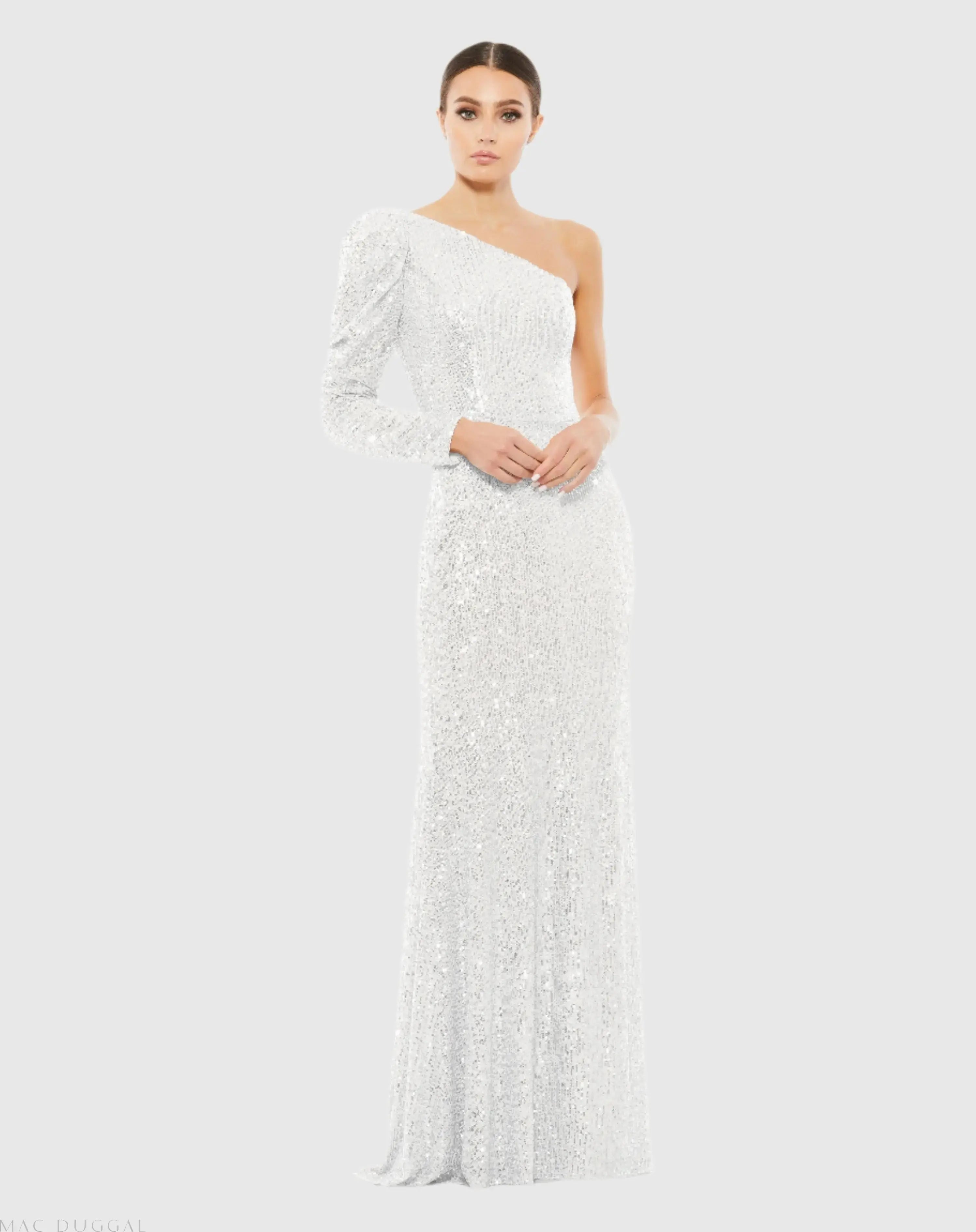 Sequined One Shoulder Trumpet Gown