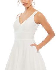 White Classic Sleeveless A-Line Gown with Pockets