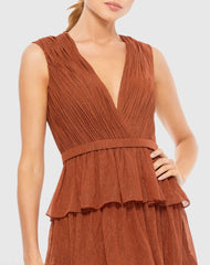 Orange Sparkly Ruffle Layered Gown