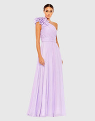 Polka Dot Ruffled One Shoulder Gown