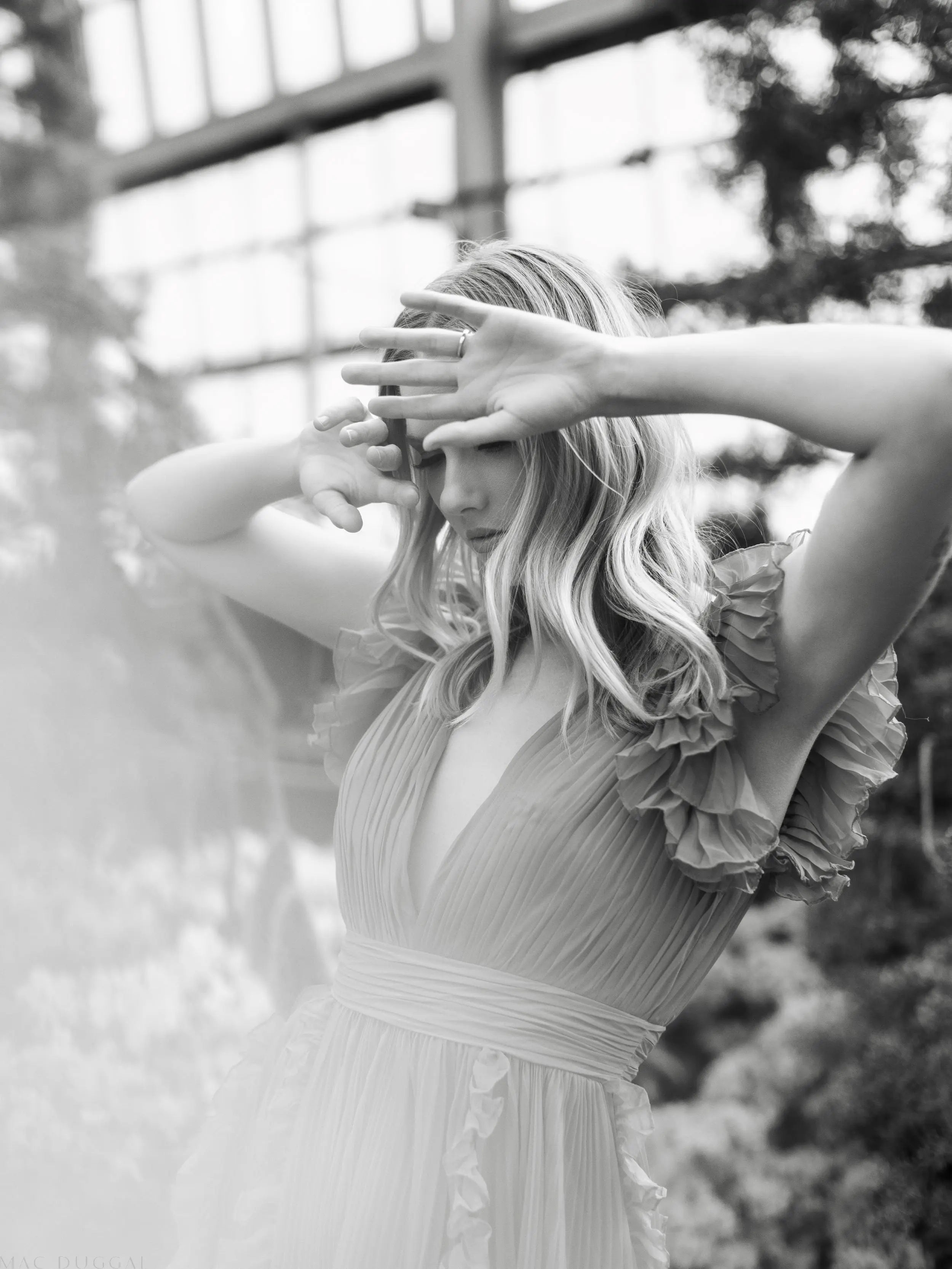 Pink Pleated Ruffle Cap Sleeve Flowy A Line Gown