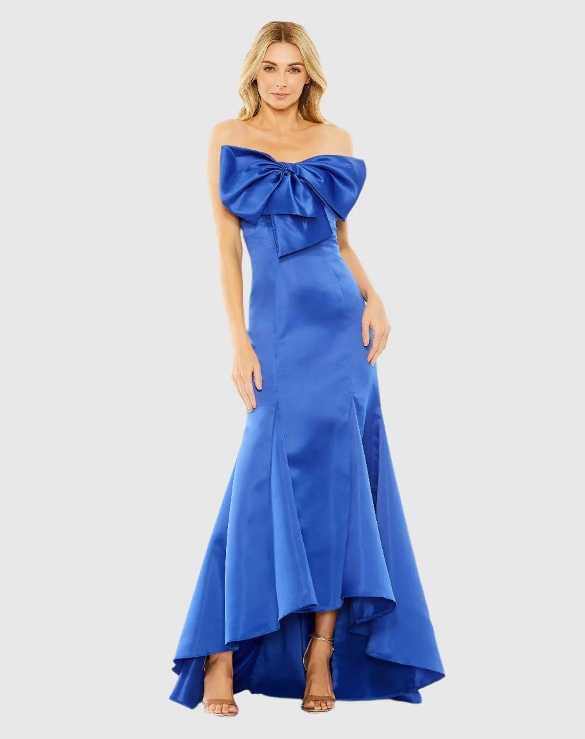 Blue Strapless Bow Mermaid Gown