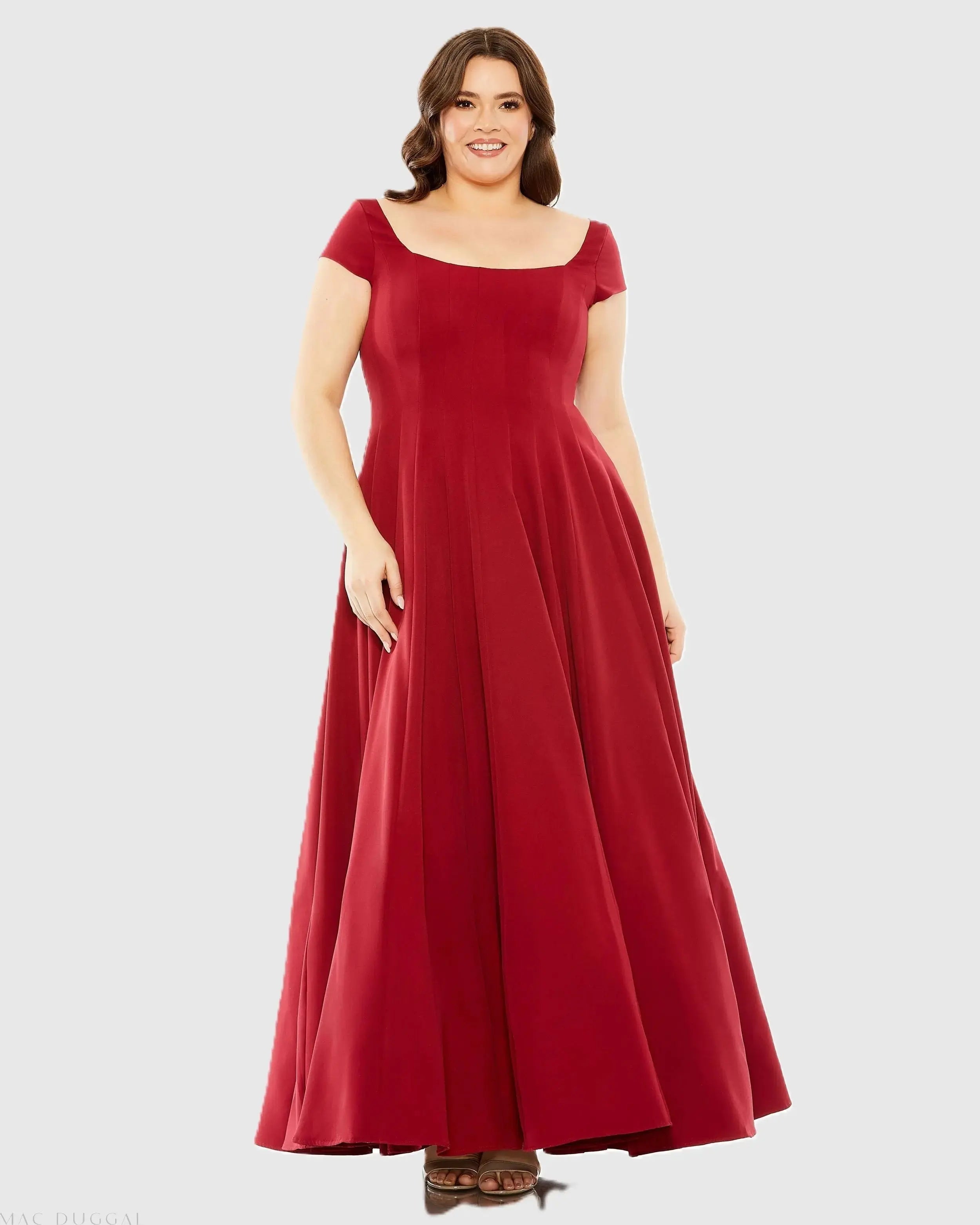 Cap Sleeve Square Neck Ball Gown