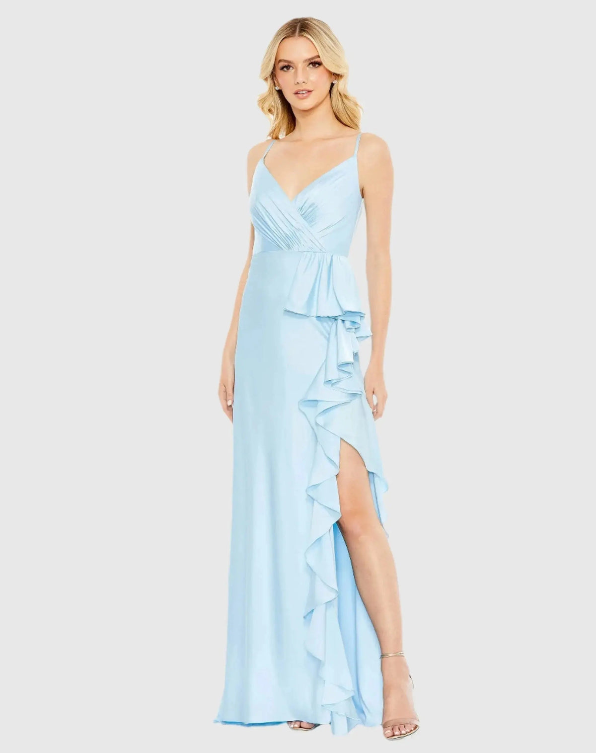 V-Neck Spaghetti Strap Satin Gown