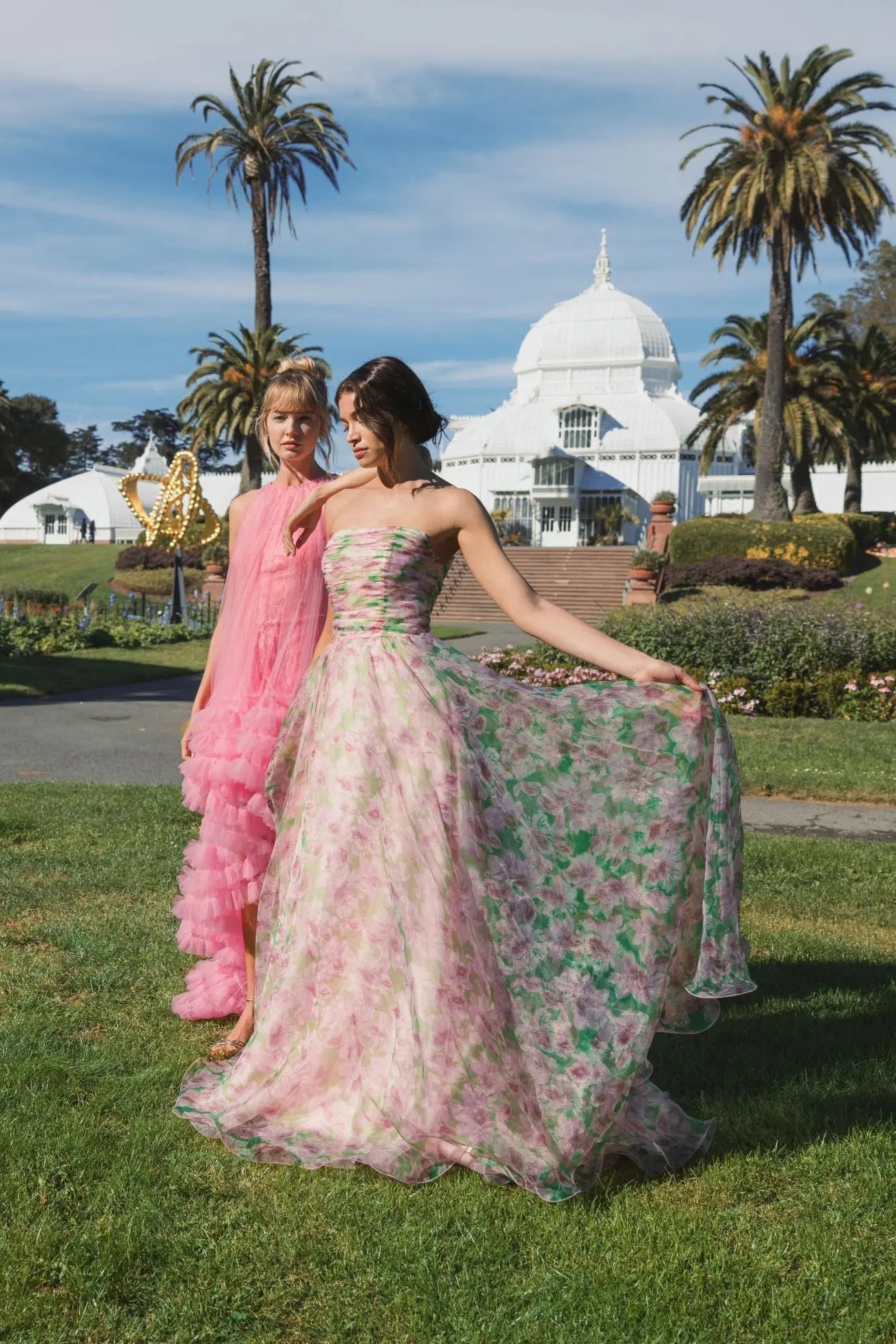 Pink Strapless Chiffon Gown With Ruched Detail