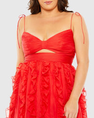 Red Keyhole Detail Chiffon Sleeveless Gown (Plus) - FINAL SALE
