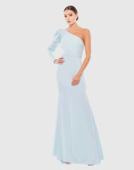 One Shoulder Puff Sleeve Gown