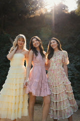 Beige Floral High Neck Midi Dress with Lace Trim