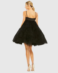 Black Bow Front Tulle Mini Dress