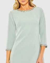 Green Embellished Crepe Cocktail Dress
