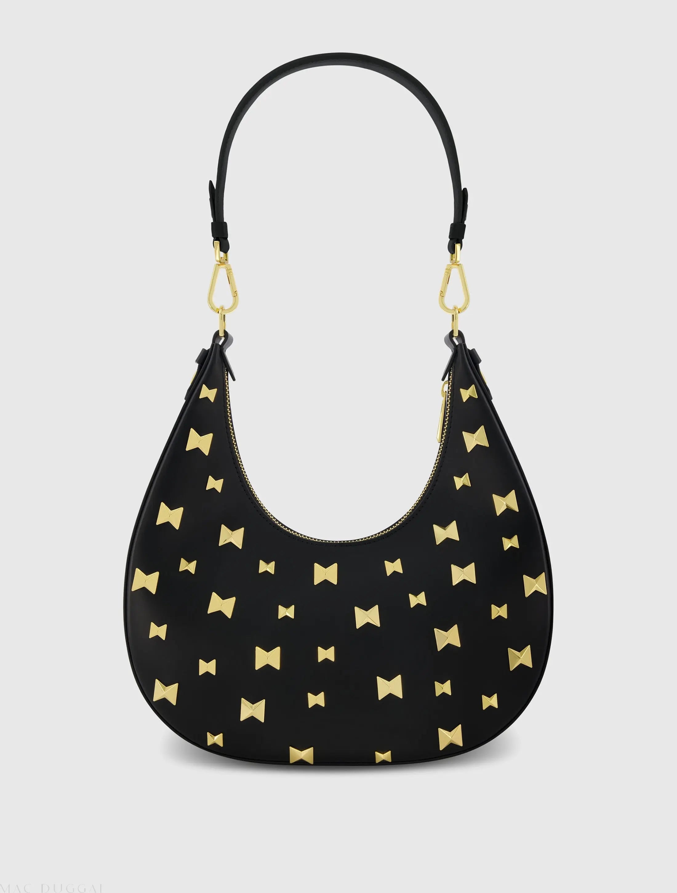 Black Leather Hobo Bag With Gold Hardware - FINAL SALE