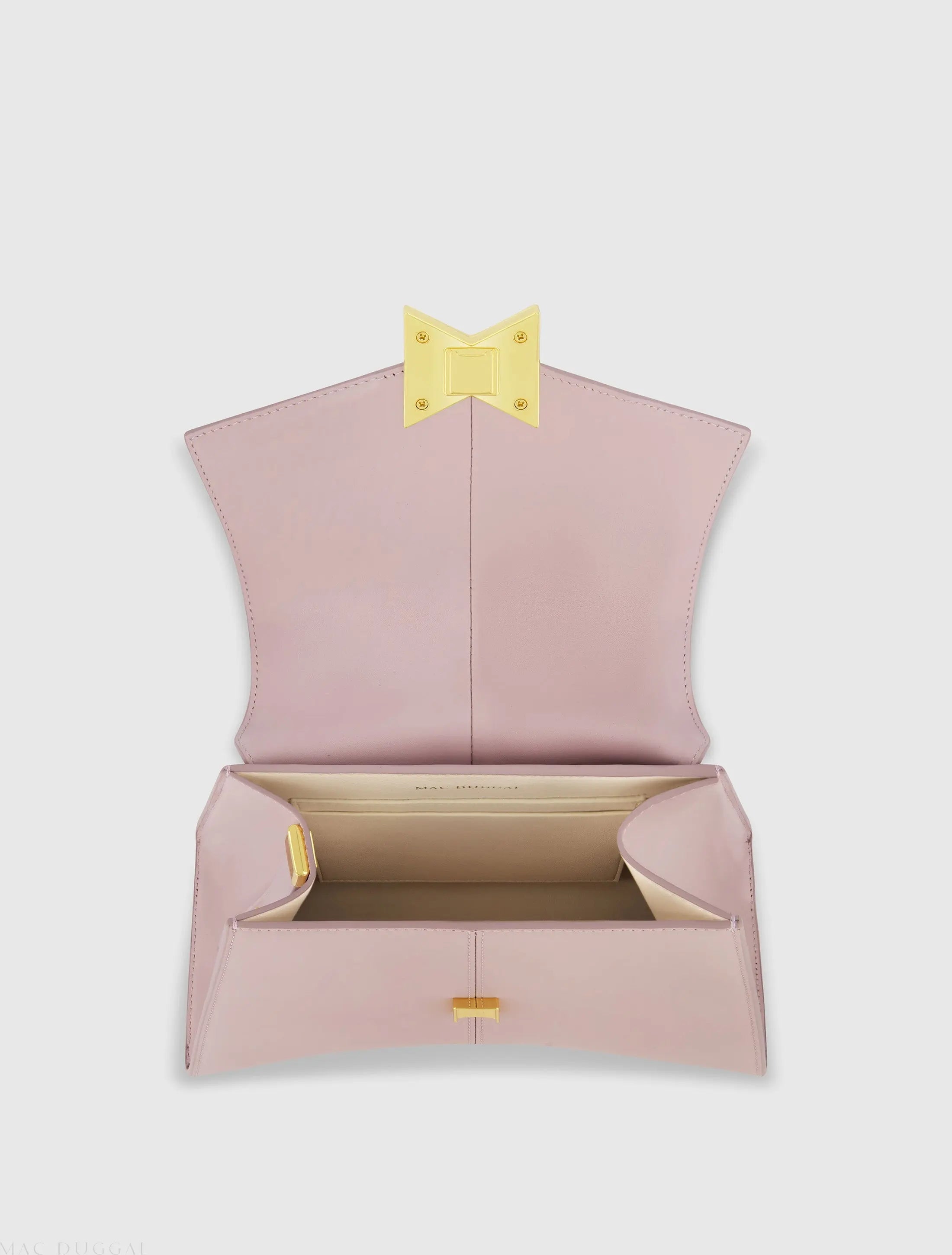 Purple Medium Angular Leather Handbag With Gold Hardware