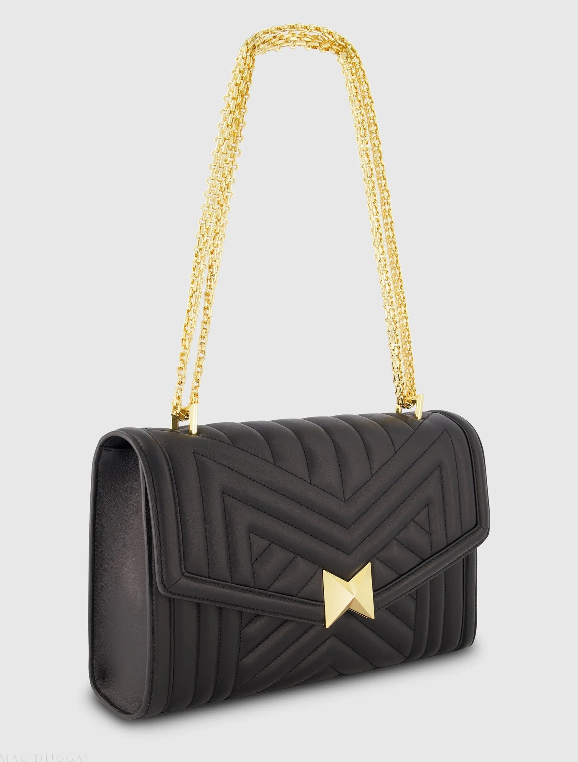 Black Quilted Napa Leather Handbag With Gold Hardware