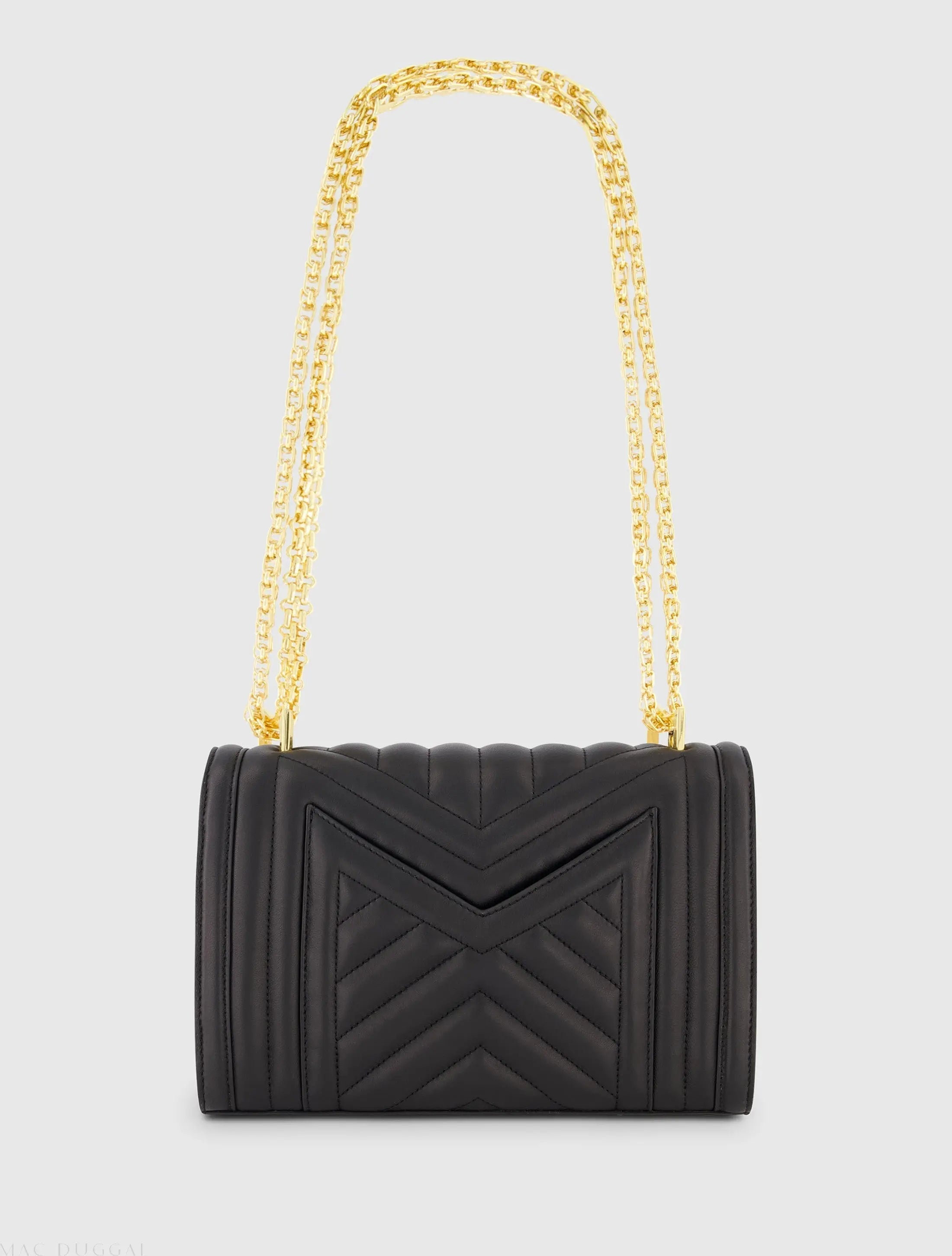 Black Quilted Napa Leather Handbag With Gold Chain - FINAL SALE
