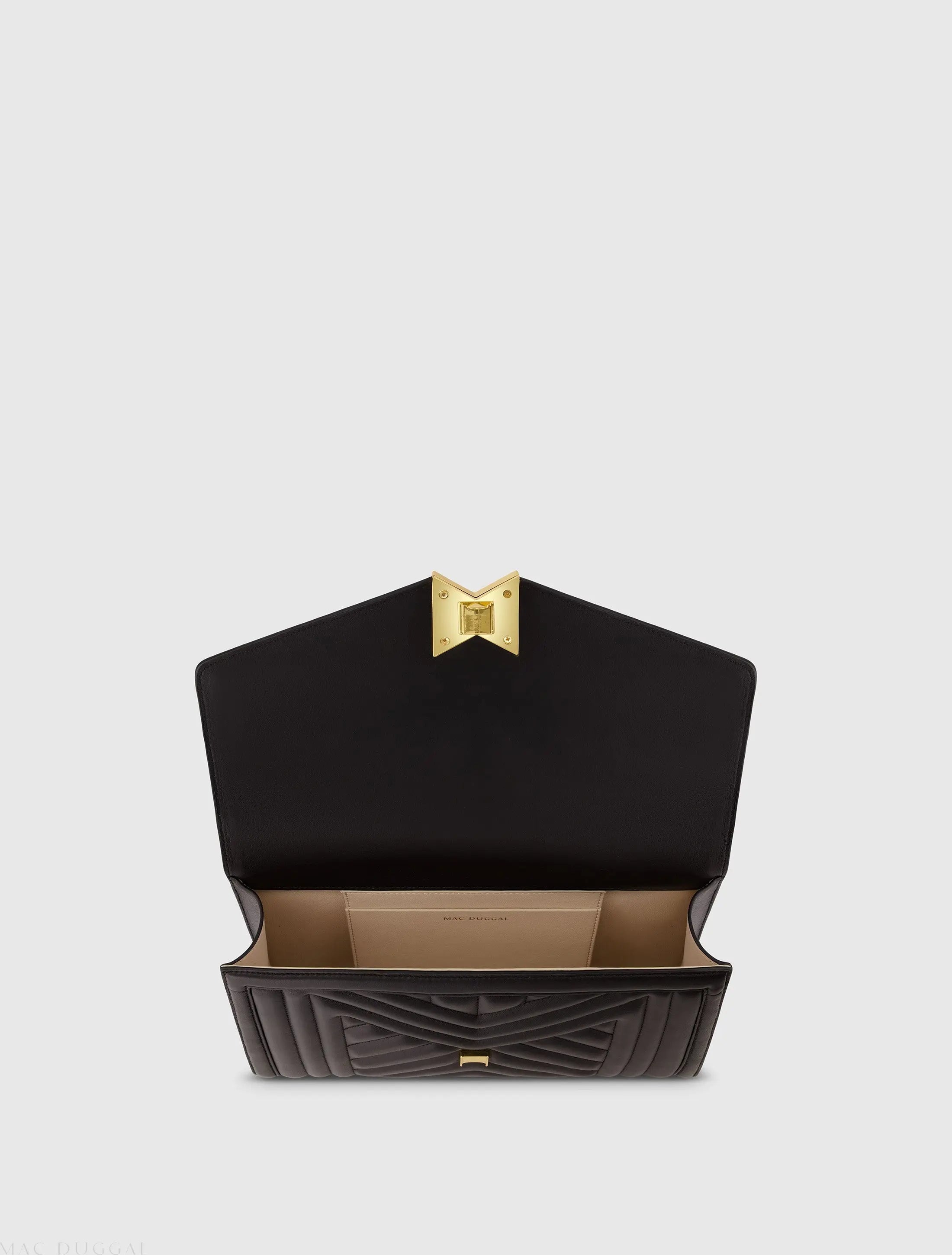 Black Quilted Napa Leather Handbag With Gold Chain - FINAL SALE