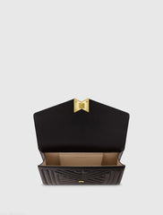 Black Quilted Napa Leather Handbag With Gold Chain - FINAL SALE