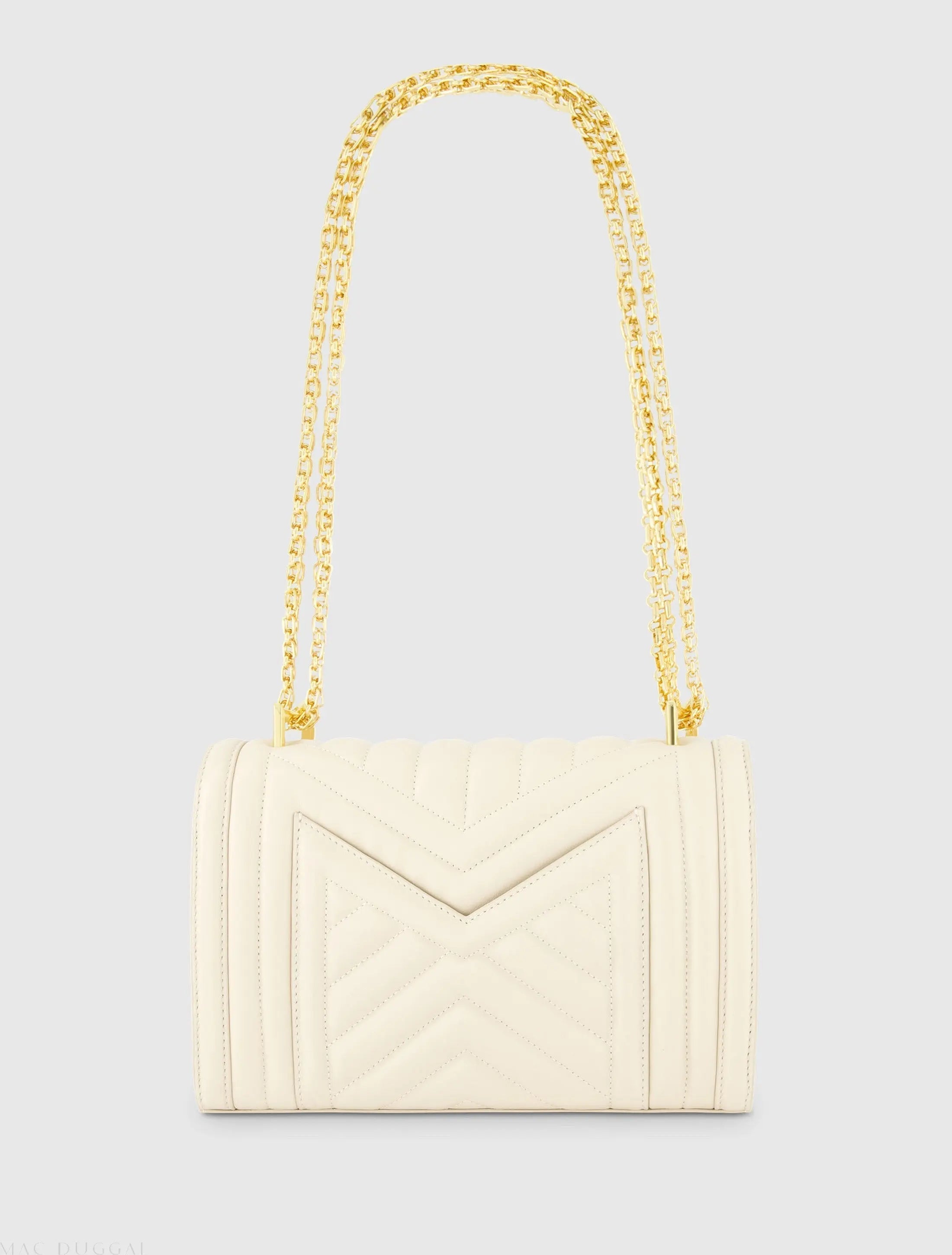 White Quilted Napa Leather Handbag With Gold Chain - FINAL SALE