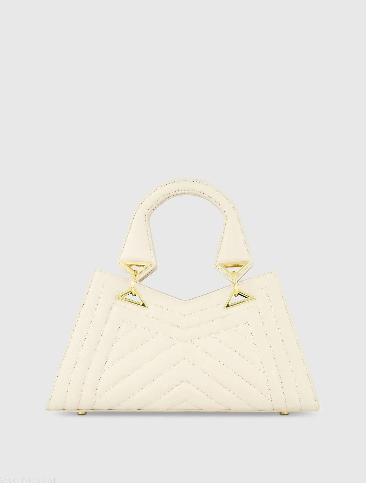 White Quilted Napa Leather Angular Handbag