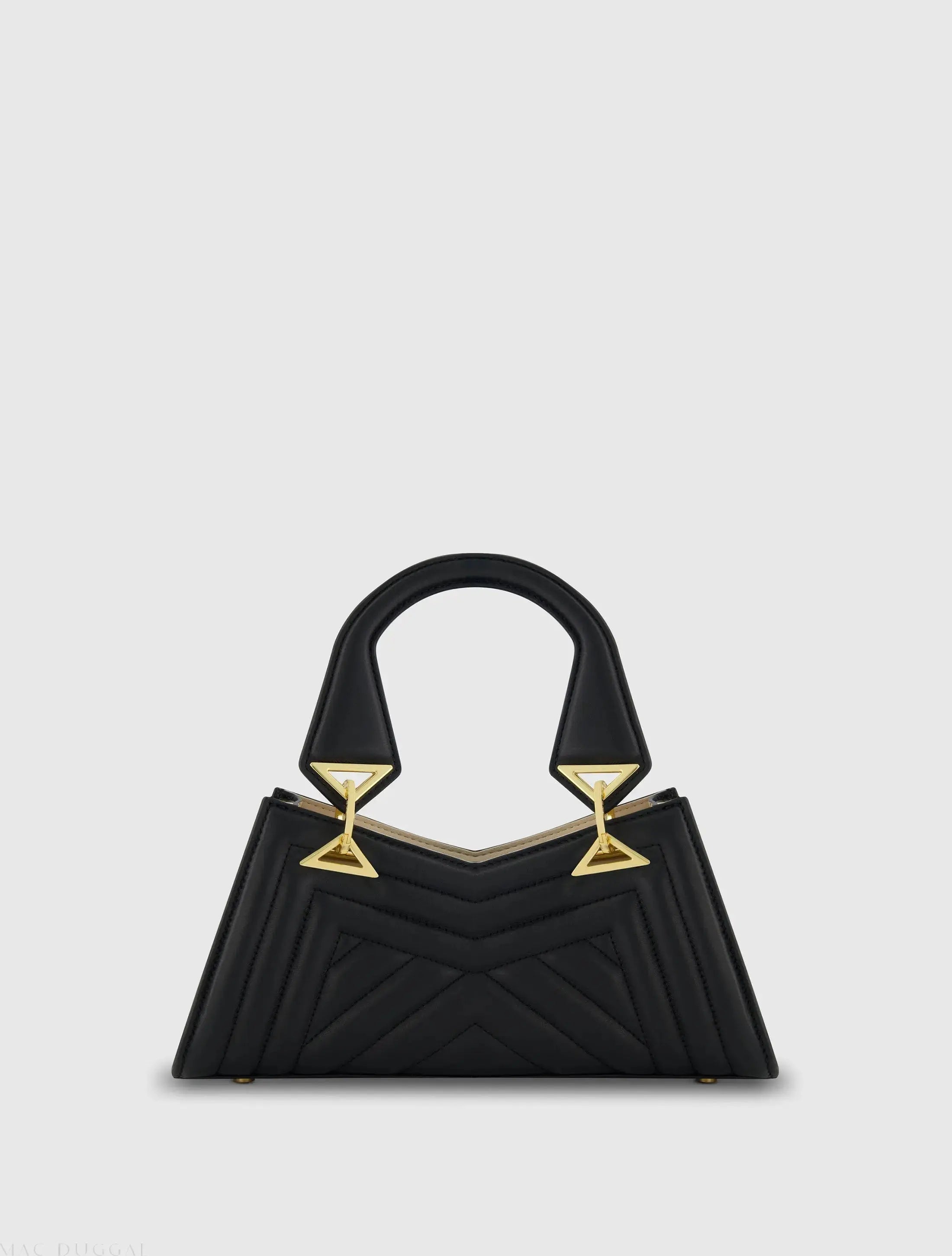 Black Angular Quilted Napa Leather Handbag
