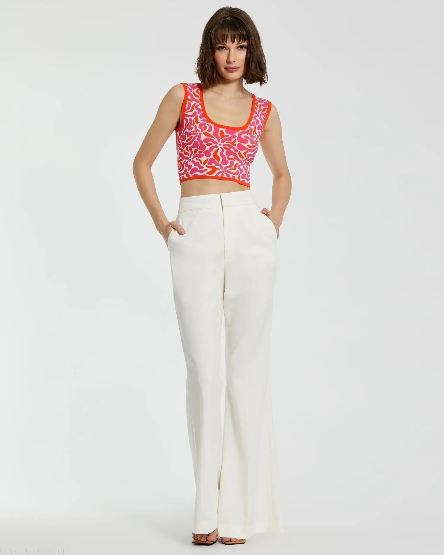 Multicolor Sleeveless Floral Knit Cropped Tank Top - FINAL SALE