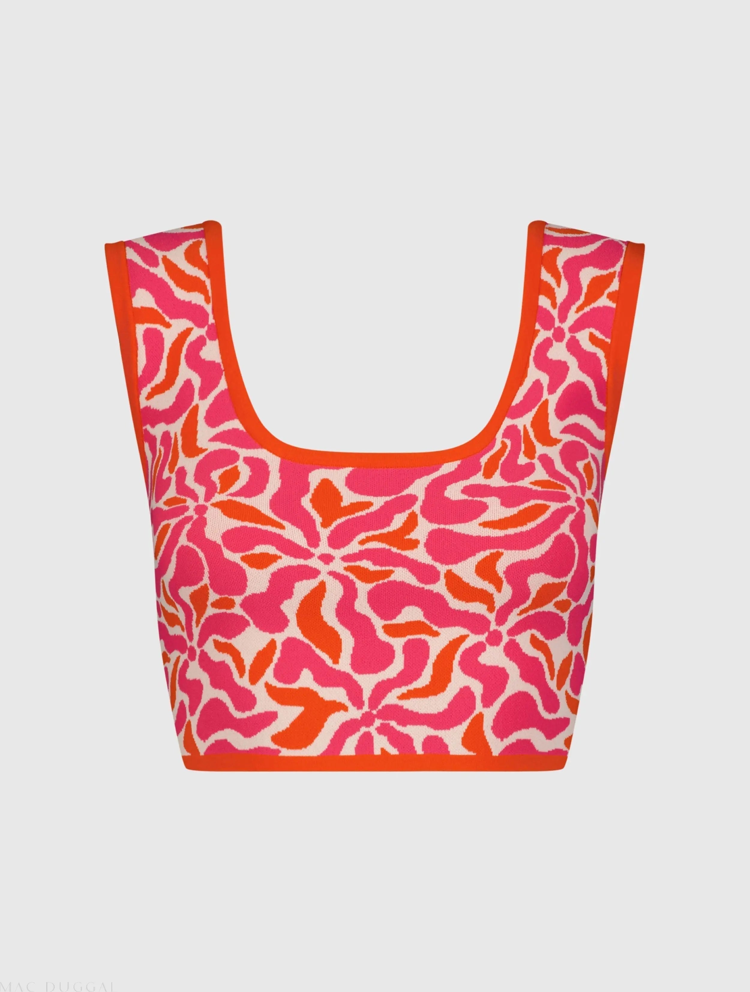 Multicolor Sleeveless Floral Knit Cropped Tank Top - FINAL SALE