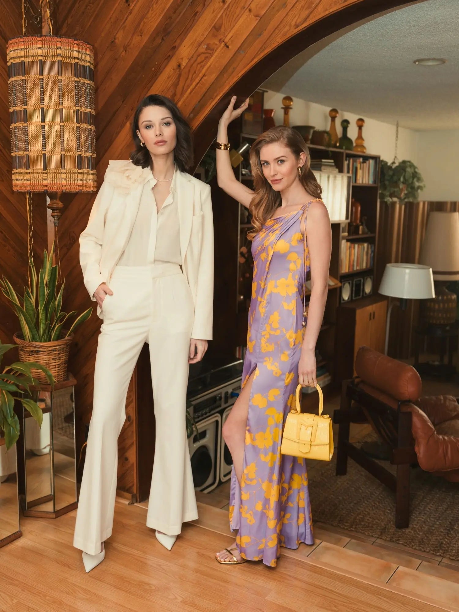 Purple Orchid Floral Printed Charmeuse One Shoulder Maxi Dress With Slit